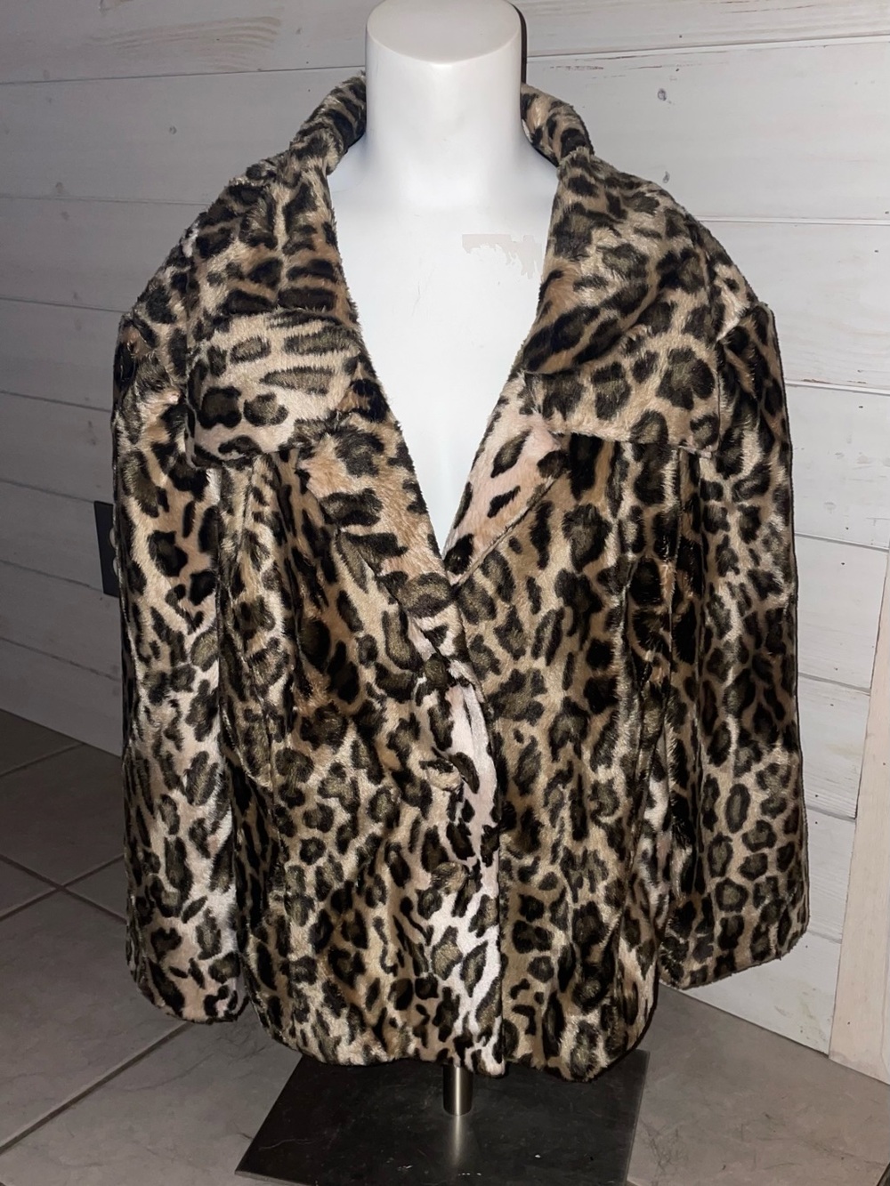 Lane Bryant Women's Cropped, Leopard Print Faux Fur Jacket - Brown/Black size 22